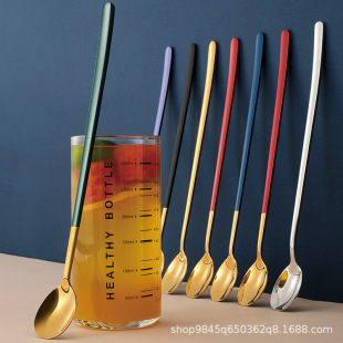 304 Stainless Steel Spoon Long Handle Ice Spoon Creative Cute Coffee Mixing Spoon Household Honey Spoon Iron Soup Spoon Small