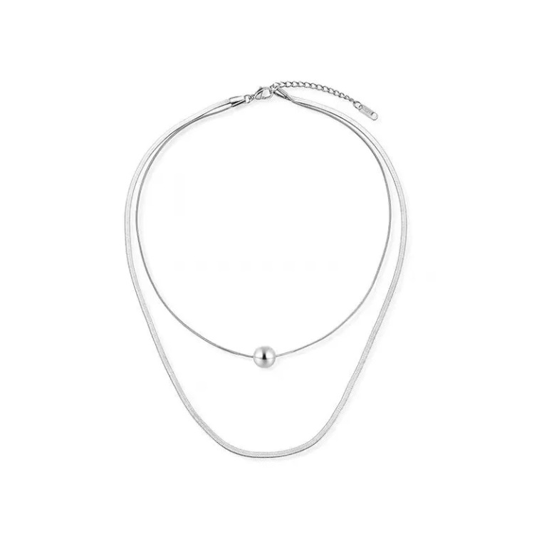A niche temperament necklace for women with collarbone titanium steel chains, double-layer round bead necklaces, a light_voghion.com