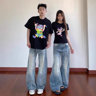 Summer Pure Cotton Short-Sleeved T-Shirt Couple Wear Lazy Style Loose Niche Design Tops for Men and Women Student Trendy Class Uniforms