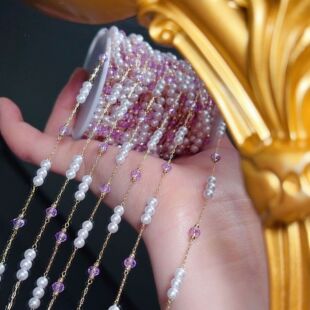 DIY Chain Summer Dopamine Crystal Tassel Chain Dunhuang Antique Handmade Crystal Pearl Chain Jewelry Accessories