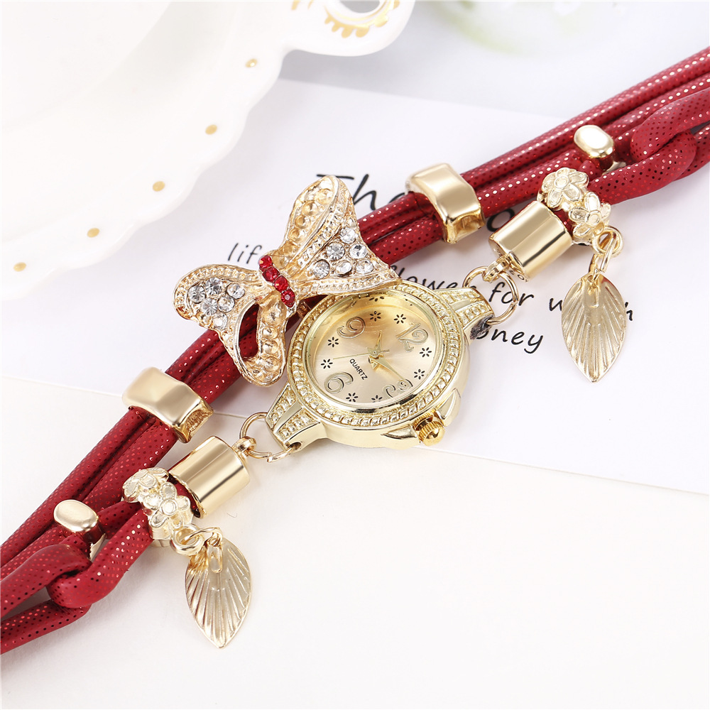 Elegant Sweet Leaf Bow Knot Women's Watch display picture 2