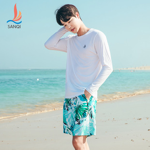 Sanqi Men's Beach Pants Loose Large Size Quick-drying Five-point Swimming Trunks Casual Bath Hot Spring Seaside Vacation Equipment