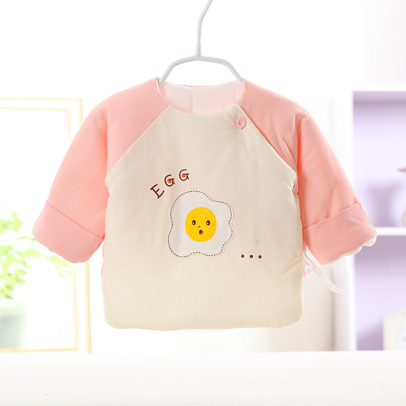 Otoño e invierno nuevo engrosado acolchado media espalda ropa de manga larga Otoño e Invierno infantil superior excavar conveniente cambio de pañales