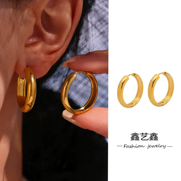 Xinyi Xinguo Chao New Stainless Steel Earrings High Polished Earrings Ins Niche Design 18k Gold Plated Earrings
