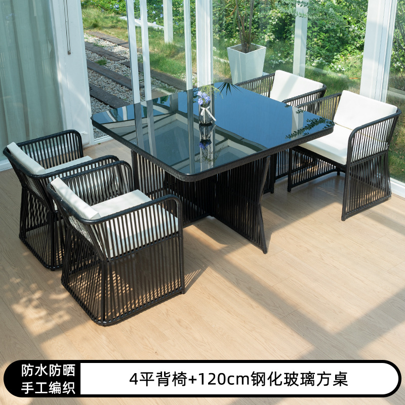 Al Aire Libre mesa y silla patio ocio ratán mesa y silla combinación terraza jardín al aire libre Mesa de té Muebles silla impermeable Protección solar