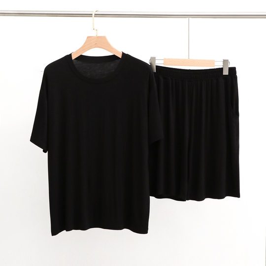 Modal Men's Home Wear Stretch Pendants Round Neck Short Sleeve Shorts Large Size Outwear Casual Suit