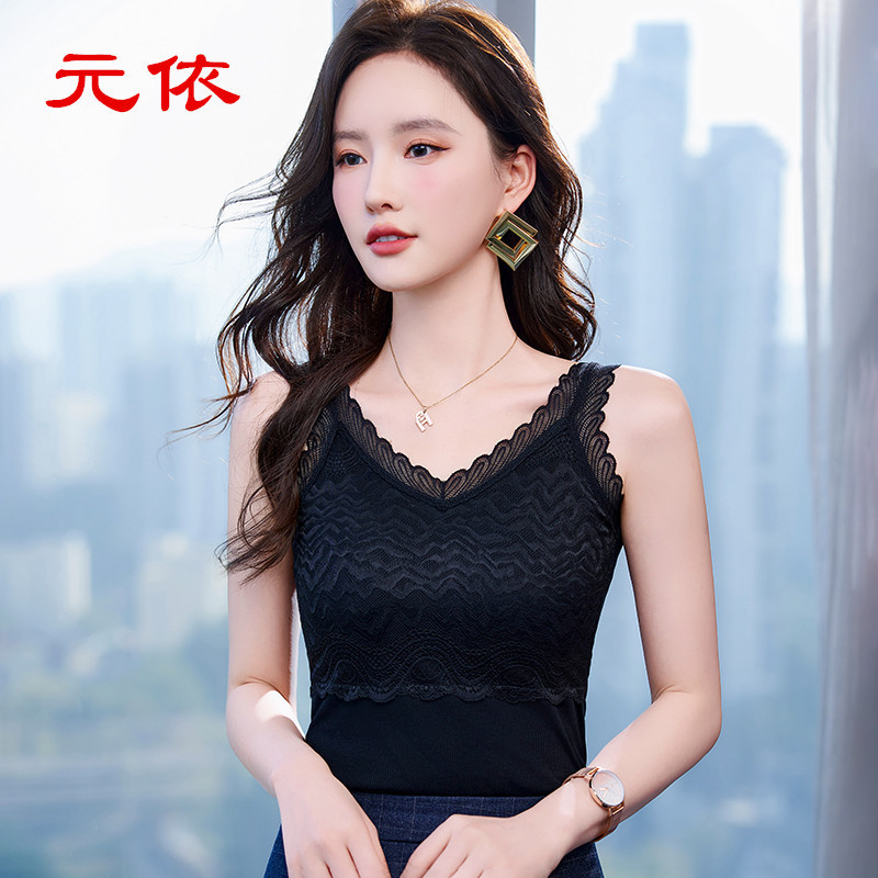Spring and Autumn Lace Sleeveless Coffee-Colored Camisole Fashion Slim Sexy Inner Simple Versatile Comfortable Top