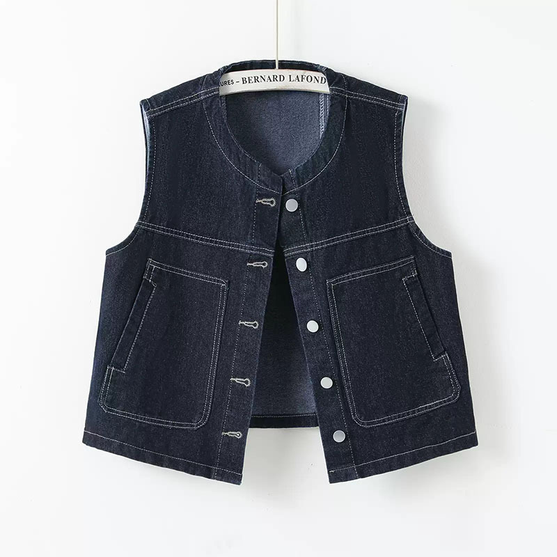Waistcoat Denim Vest Summer Tops Women's 2025 Spring New Hem Retro Vest Outer Vest Top