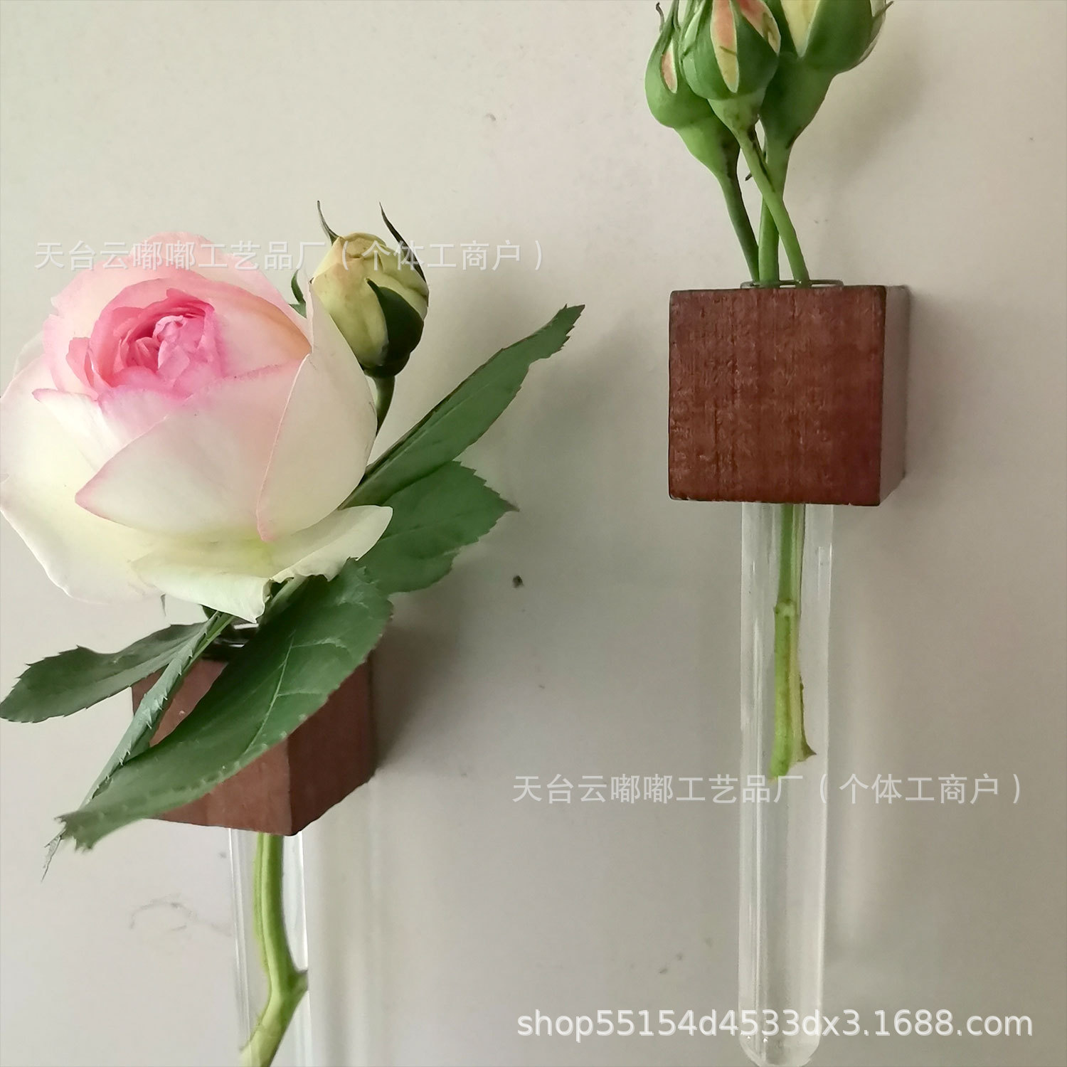 实木冰箱贴插花器手作磁吸贴磁性黑白板留言水培试管创意家居装饰