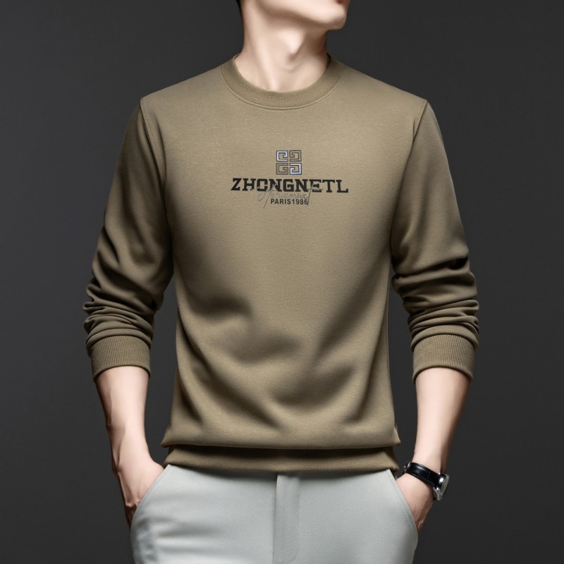 秋冬季圆领卫衣男士长袖体恤内搭打底衫青年休闲百搭运动潮流t恤