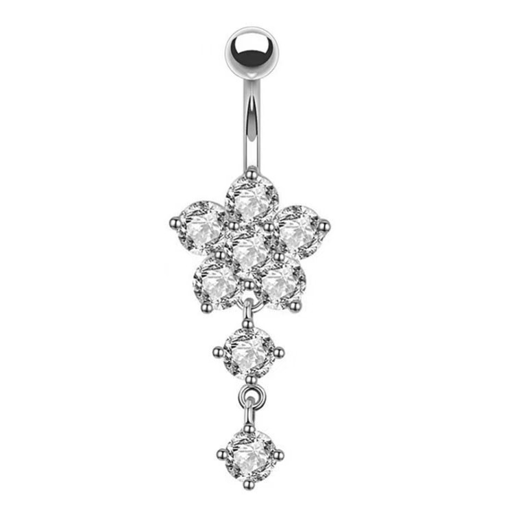 Super Flash Zircon Navel Ring - White Gold Plated Copper Belly Button Piercing Jewelry detail image 8