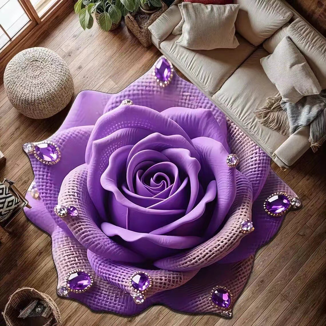 New 3D Floral Diatom Mud Carpet for Home Bathroom, Kitchen, Toilet, Water-Absorbent Non-Slip Foot Mat, Living Room Sofa Cushion