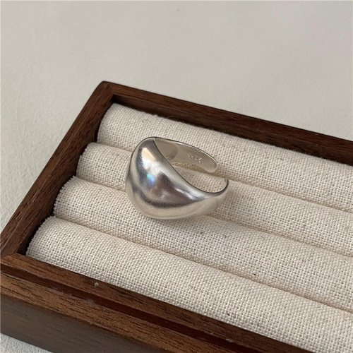 S925 sterling silver Korean version frosted ancient basic style bag ring texture heavy industry Korean blogger ring wholesale