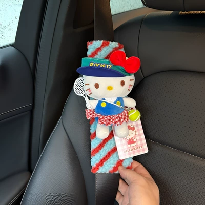 Cute Kt Cat Shoulder Cover Safety Seat belt shoulder pad - pink-plaid-skirt-suit-color-shoulder-pads-genuine-with-anti-counterfeiting
