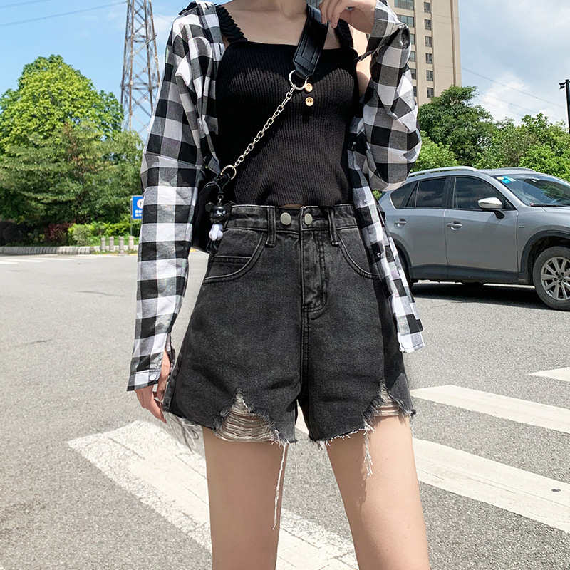 Black and Gray Denim Shorts for Women, 2026 New Summer High-Waisted Slimming Thin Loose A-Line Ultra-Short Hot Pants Trendy Black and Gray Denim Shorts for Women, 2026 New Summer High-Waisted Slimming Thin Loose A-Line Ultra-Short Hot Pants Trendy