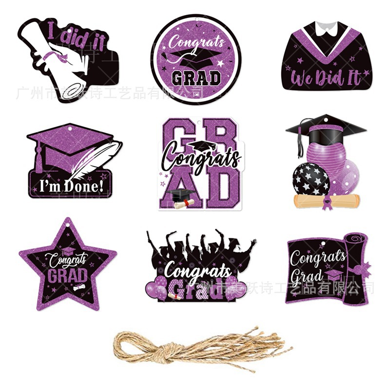 Nueva decoración de fiesta de graduación etiqueta colgante decoración soltero sombrero estrella colgante decoración Universidad graduación temporada decoración suministros