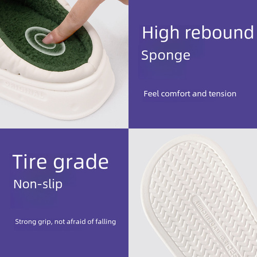 Waterproof Cotton Slippers for Women - Winter  New Indoor Home Slippers with Non-Slip and Warm Insulation, Fuzzy Rubber Maternity Slippers for Winter
