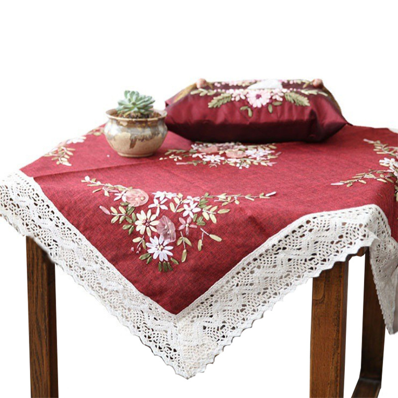 Jinhao bordado DIY mantel tela pastoral pequeño fresco rectangular mesa de café mantel cuadrado mantel
