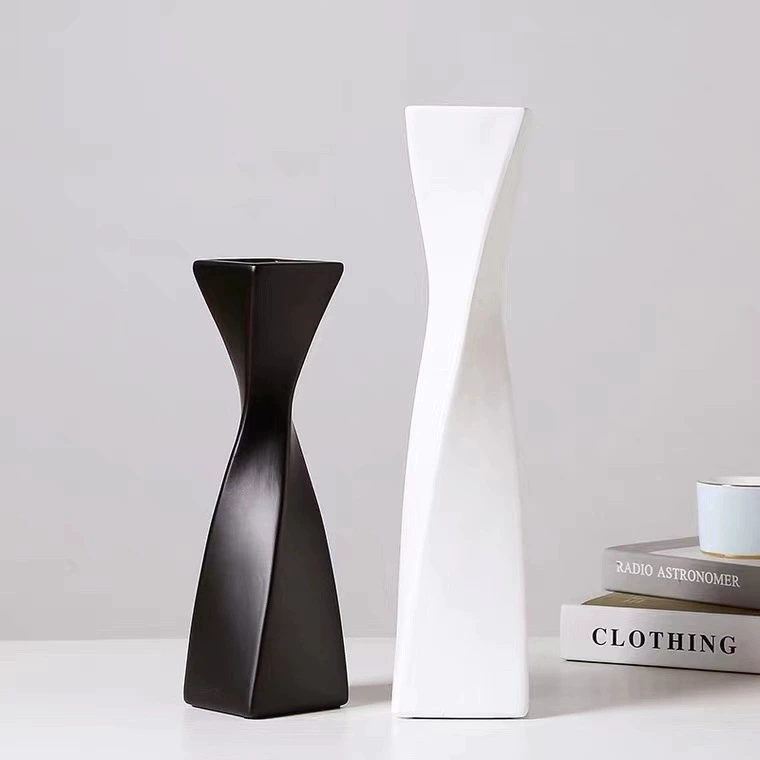 Geometry reversing vase Nordic ins -white rotating ceramic dried flower flower interoboat living room Homestay decorative ornaments