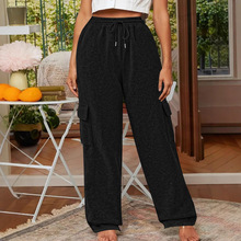 2025新款亚马逊跨境外贸春秋热卖休闲宽松时尚气质口袋抽绳卫裤女