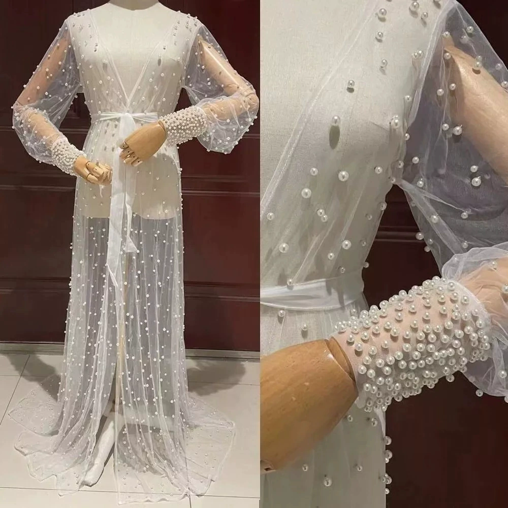 Пижама из жемчуга, сексуальный плащ, платье для вечернего выхода невесты
