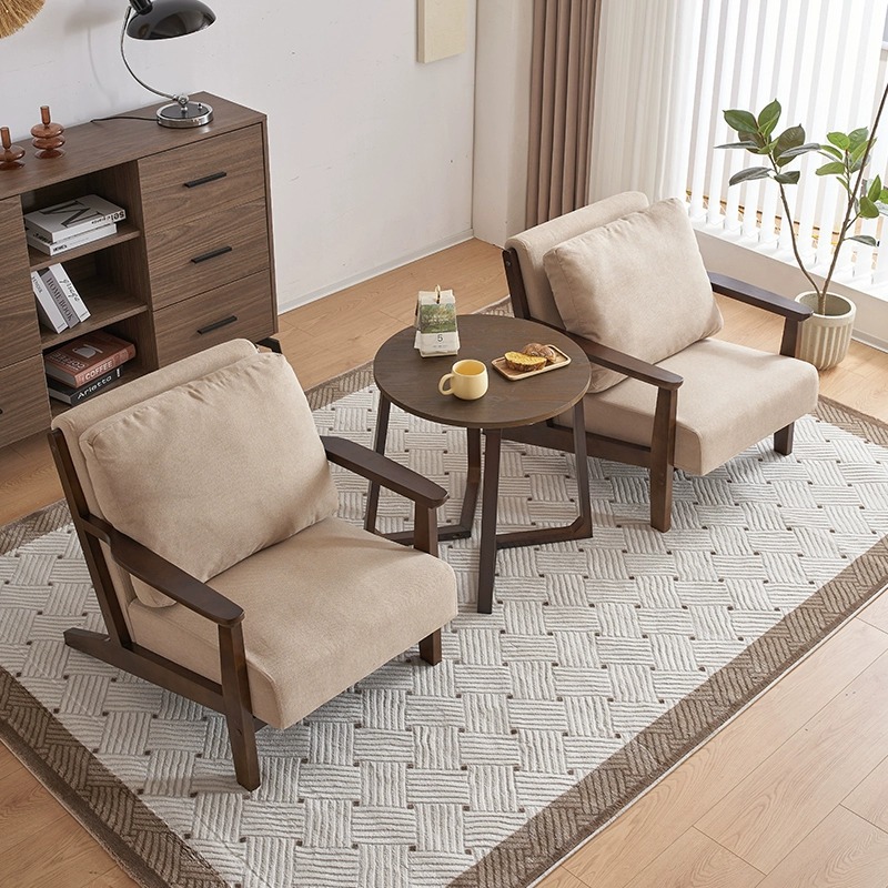 Sofá de tela de madera sólida doble triple sala de estar de alojamiento de huéspedes de apartamentos de alquiler de apartamentos de estilo simple