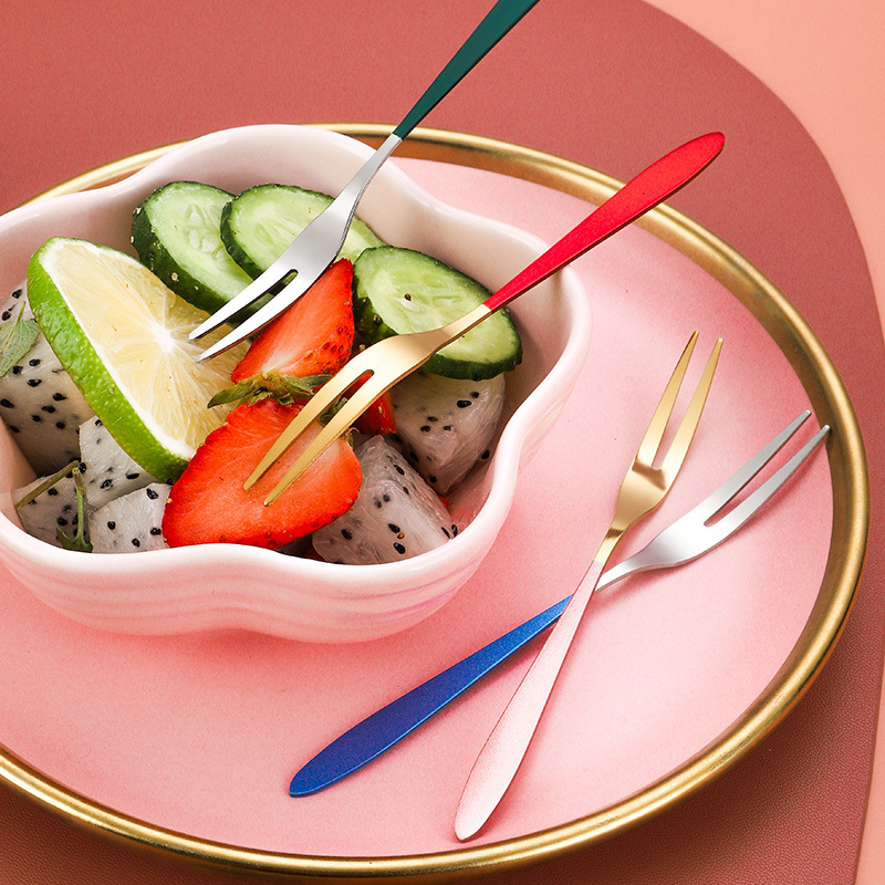 INS creativo hogar Tenedor de fruta de acero inoxidable de alto aspecto postre pastel tenedor pastel de Luna tenedor palo de fruta al por mayor