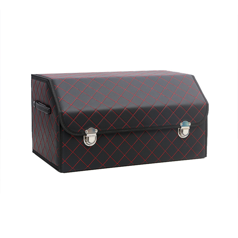 Foldable car storage box, car trunk organizer, leather car storage organizer