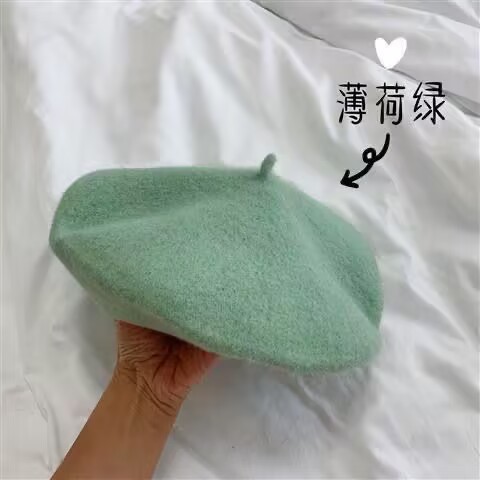 新しい秋と冬の女性の帽子韓国スタイル無地ファッションドーム立体ウールベレー帽カボチャ英国画家|undefined
