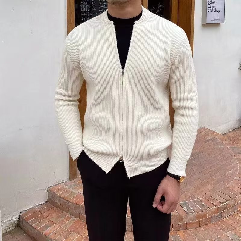Herren Strickjacke Einfarbig Slim Fit Casual Strickpullover_voghion.com