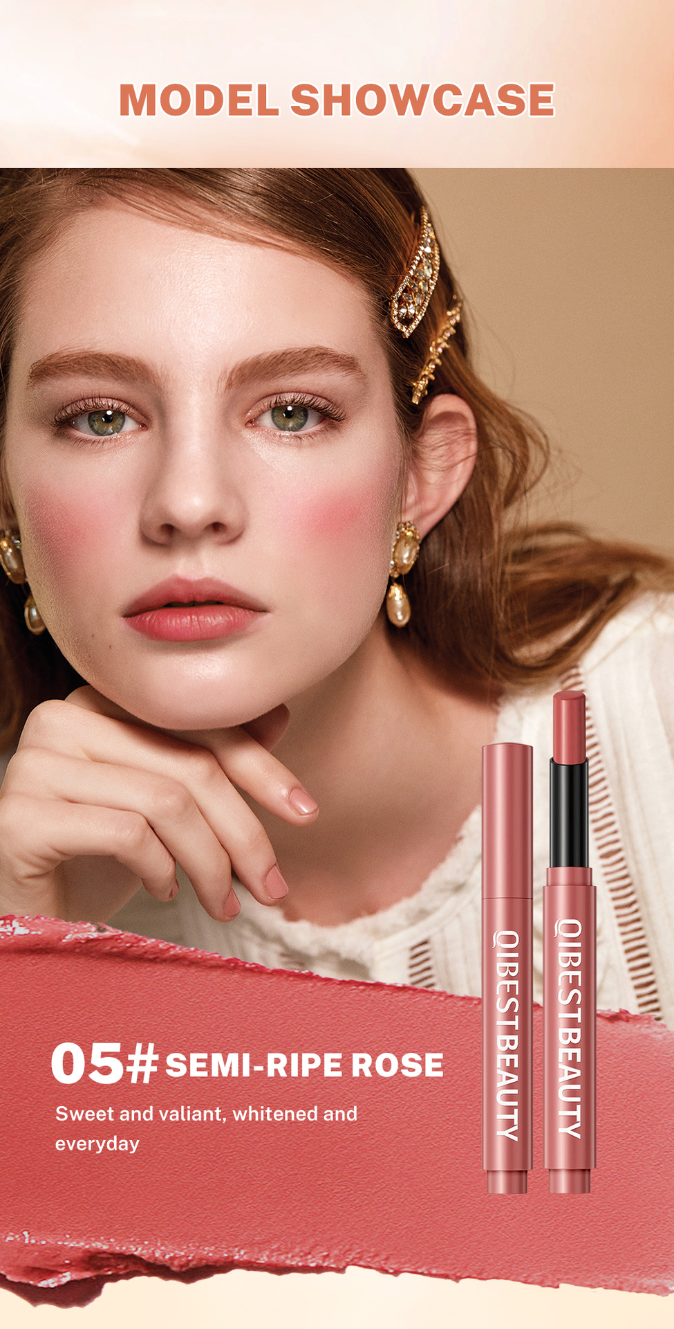 QIBEST Cross-border Smooth matte Lipstick is light, does not dry out and does not fade easily. It is a lipstick pen and makeup product in stock undefined