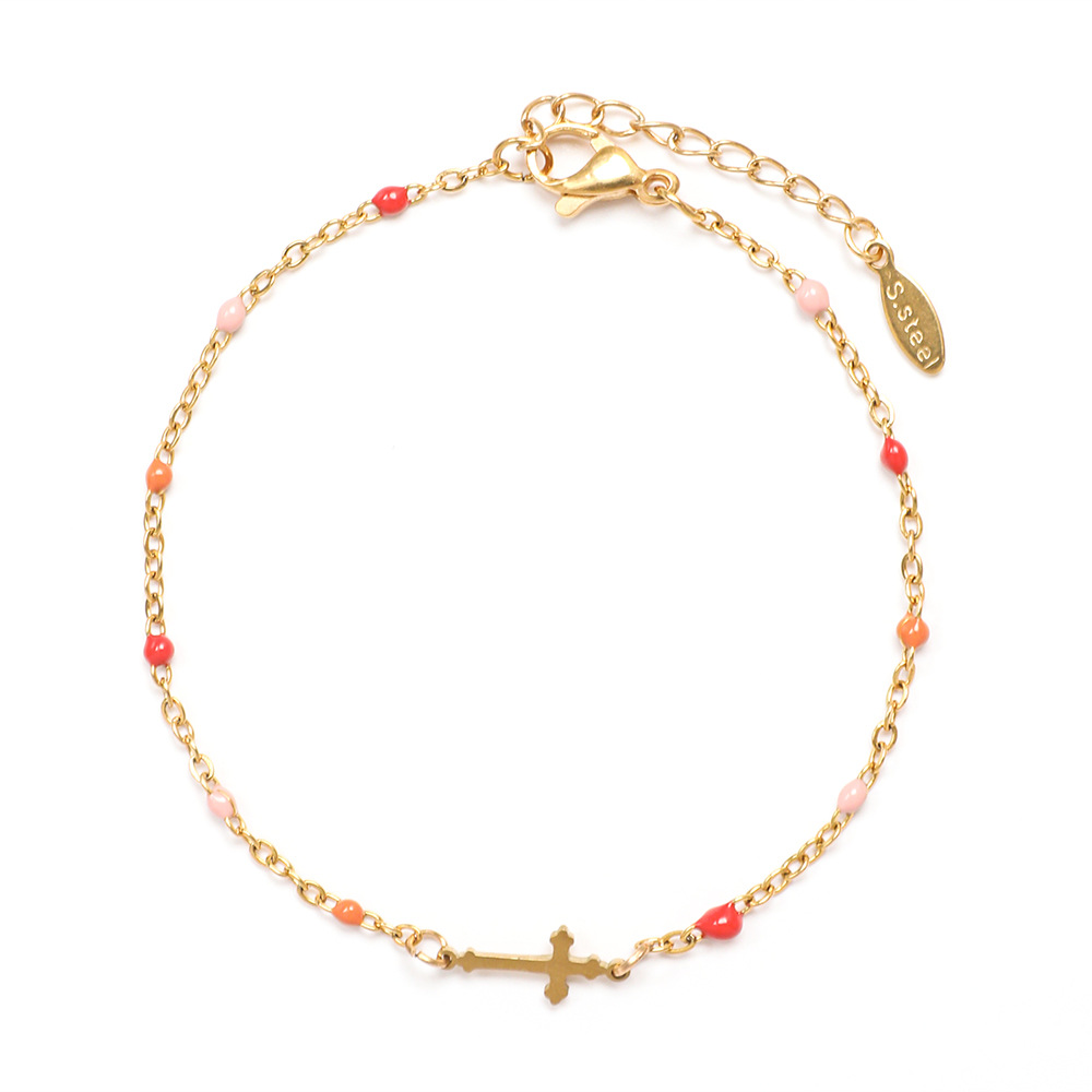 Stainless Steel Simple Style Cross Enamel Plating Bracelets display picture 14