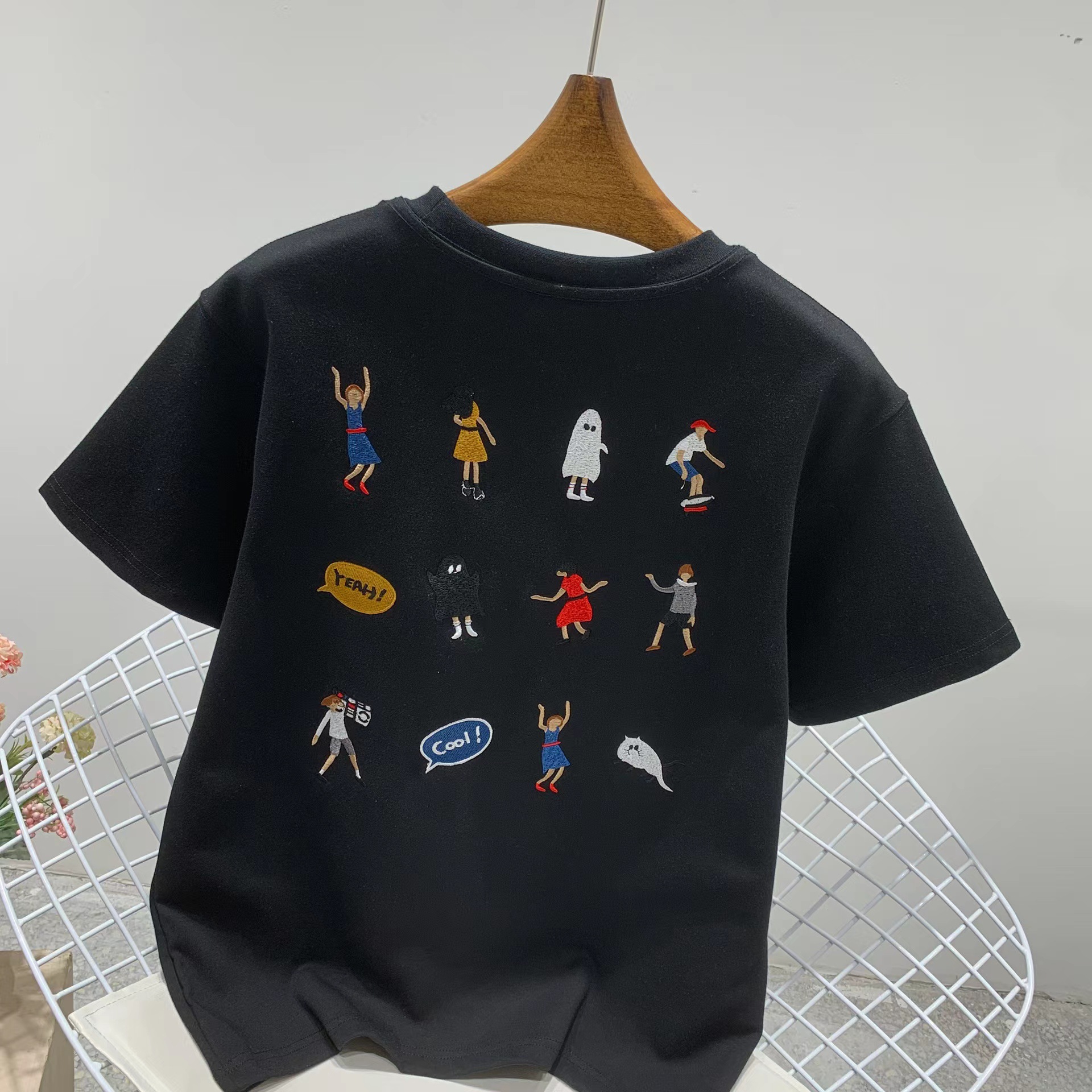 Ader Error Summer 2024 Ink Zone Embroidered Cartoon Villain T-Shirt Loose Trendy Men and Women Couple Short Sleeve Korean Version