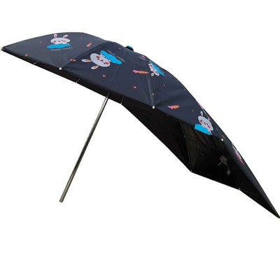Electric scooter sunshade, motorcycle Elektromobil üçün ön şüşə çətiri (günlük) - cartoon-rabbit-black-extended-vinyl-umbrella-single-umbrella-without-a-stand