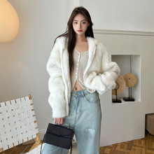 2026秋冬新‘百搭貂’连帽水貂编织皮草外套女年轻款休闲貂皮大衣