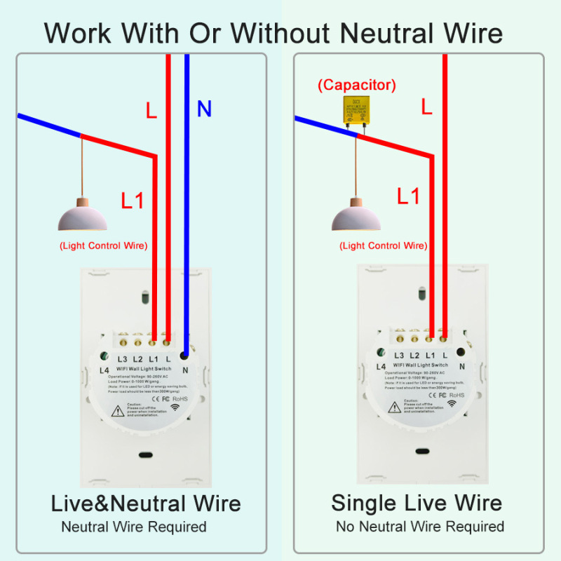 涂鸦智能美规开关单火线通用 wifi双模钢化玻璃面板触摸开关RF433|undefined