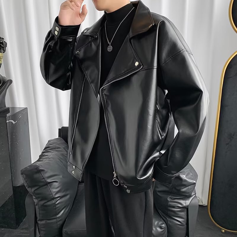 2024新款皮衣男士外套pu皮夹克情侣秋冬款潮牌痞帅宽松机车服潮流