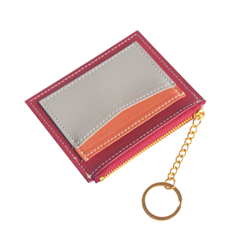 Fashion Color Block Soft Surface Square Zipper Card Holder display picture 1