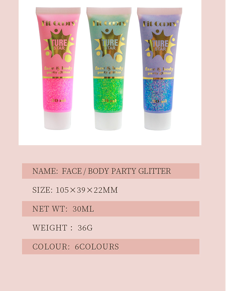 Fit Colors Starry Sky Tube Sequin Gel Chameleon High Gloss Eyeshadow Face, Lip and Body Glitter 30ml undefined