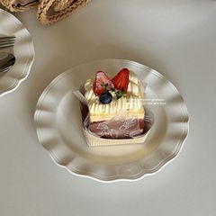 法式中古经典白色褶边陶瓷餐盘下午茶甜品点心水果碟商用家用圆盘
