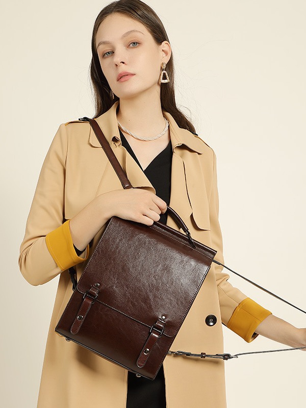 Fashion Glossy Leather Backpack Image 5