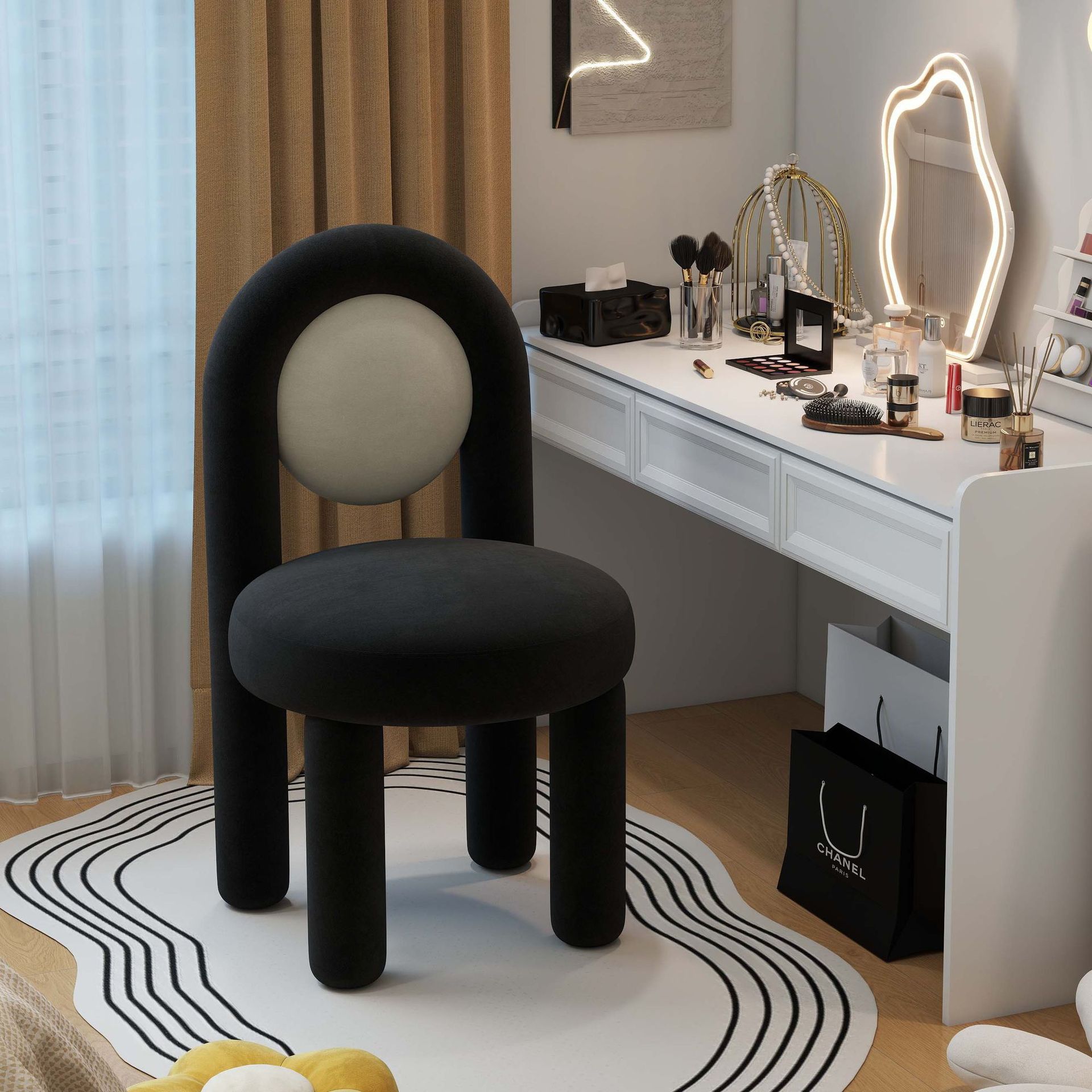 Internet Celebrity Cream Simple Makeup Dressing Room Girls' Bedroom Dressing Table Dressing Nordic Light Luxury Home Chair Manicure