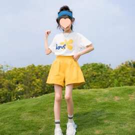 夏季女童套装新款儿童短袖短裤中大童运动两件套女孩时尚宝宝洋气