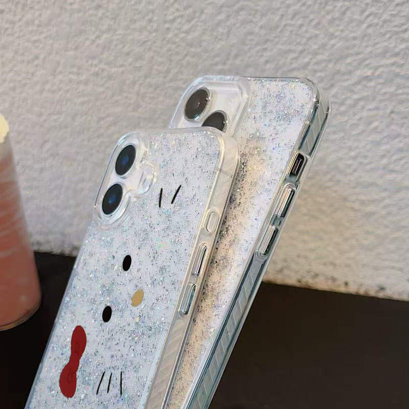 Lazo de dibujos animados lindo gato para iPhone16 funda para teléfono móvil Apple 15promax Japón y Corea del Sur 14pro hembra 13x