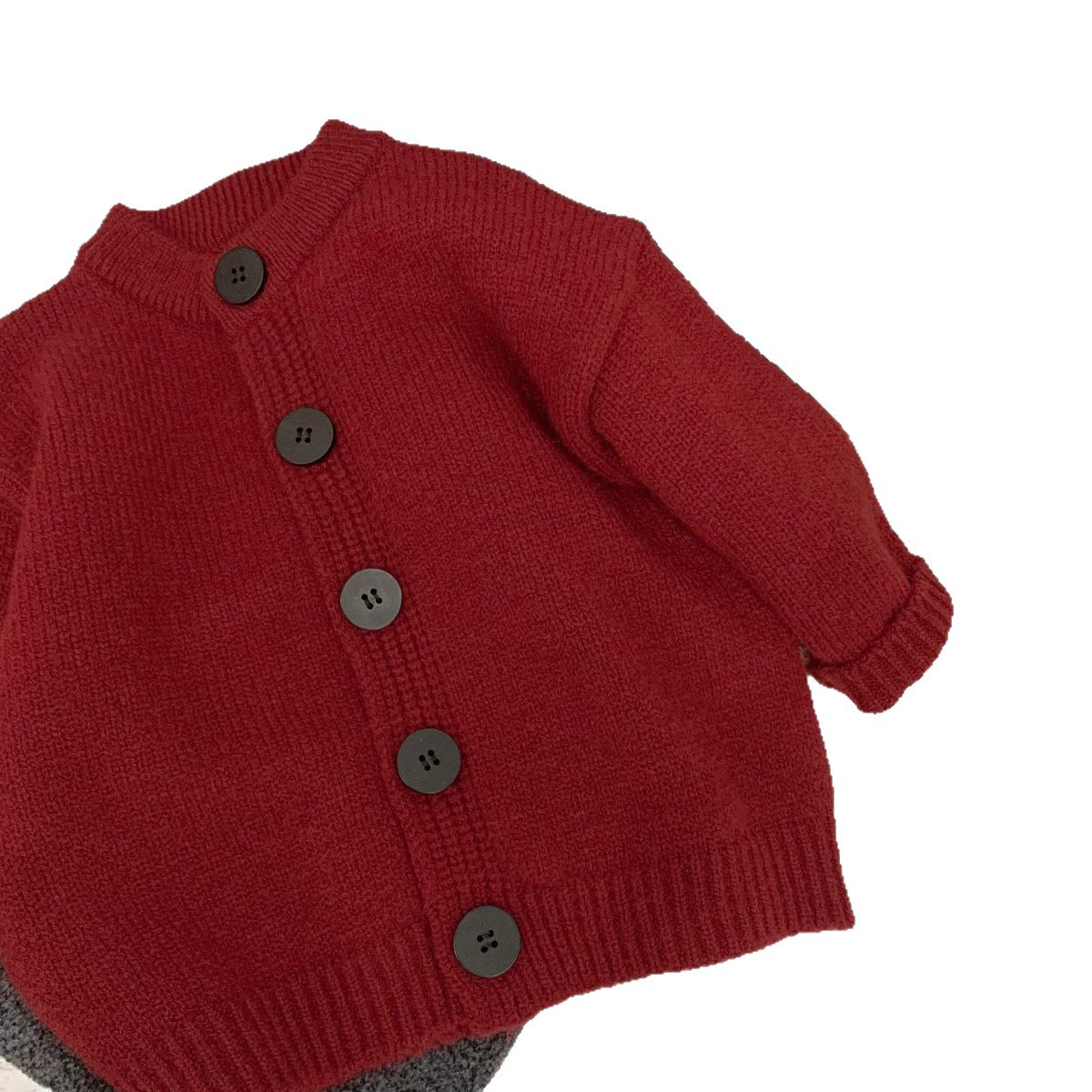 Children's red winter cardigan, knitted jacket for boys, sweater, western style, children's clothing