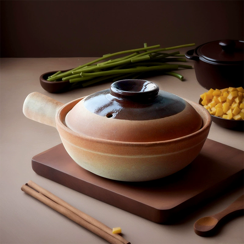 Старомодный глиняный каменный горшок, коммерческий глиняный горшок с одной ручкой для приготовления риса, устойчивый к сухому перегоранию, устойчивый к высоким температурам, подходит для газа и открытого пламени, горшок для лапши.