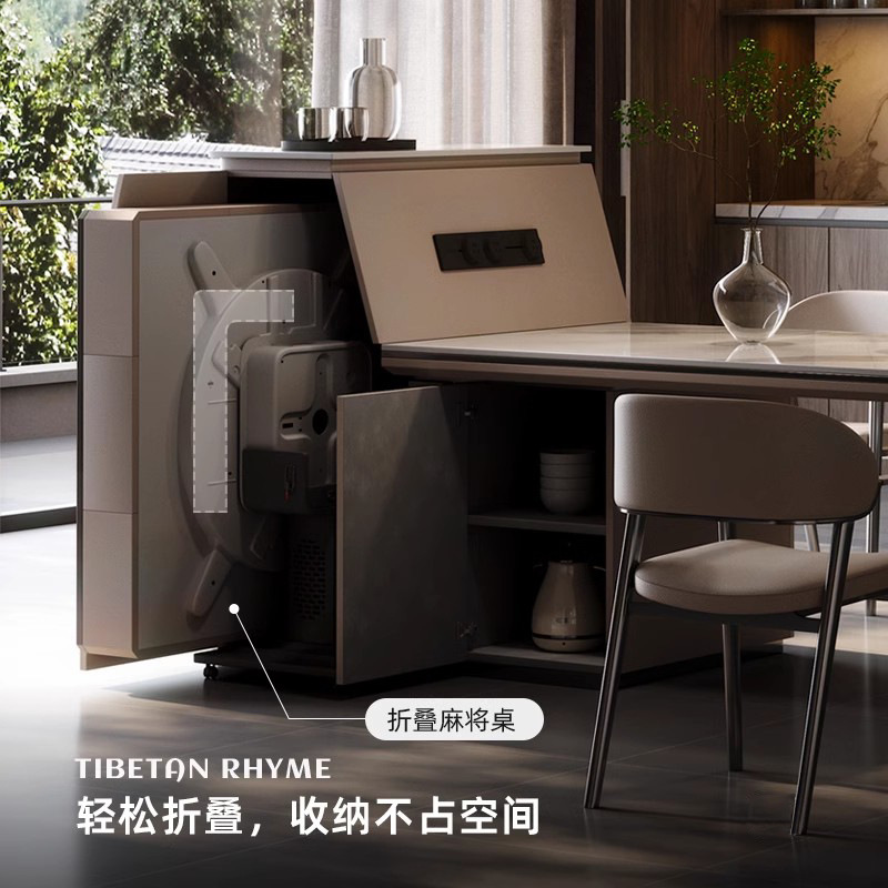 Mesa de mahjong mesa de isla de losa de roca mesa de comedor de una pieza de madera maciza moderna de lujo ligero para el hogar máquina de mahjong plegable de alta gama automática