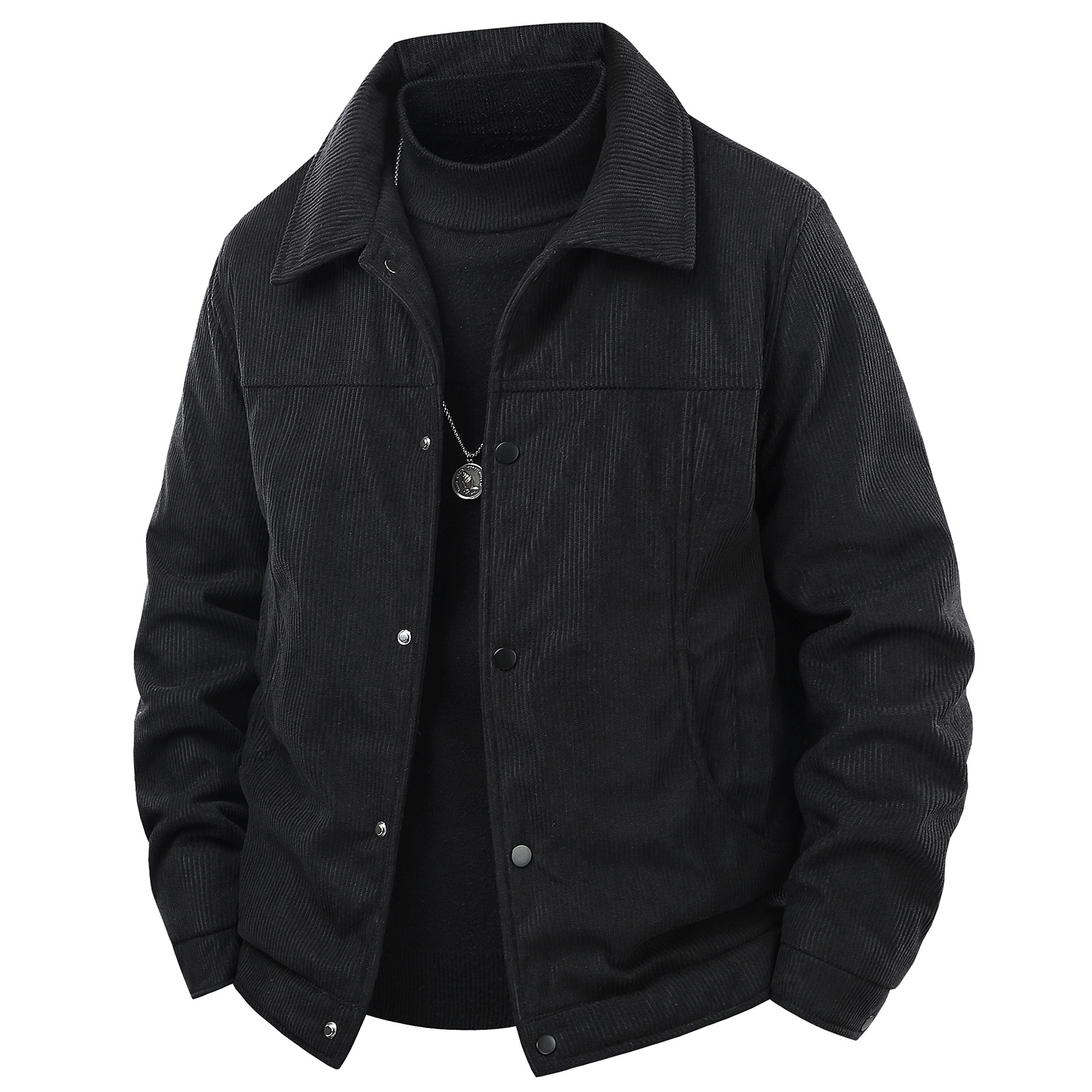 ​​Men's Corduroy Lapel Jacket – Lightweight Spring/Autumn Coat (Off-White/Black/Khaki/Army Green, M-5XL)​​_voghion.com