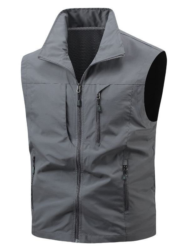 men's demi-season travel casual vest with zipper