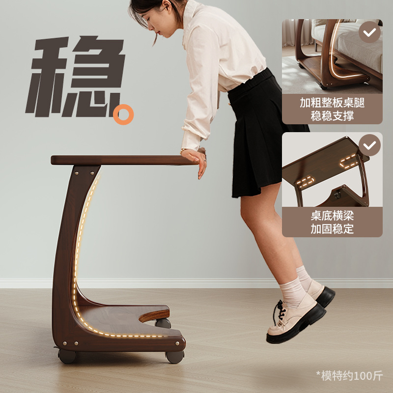 Mesa de cabecera de madera sólida dormitorio doméstico pequeño estante de cama ultra estrecho creativo de hendidura móvil gabinete pequeño carro